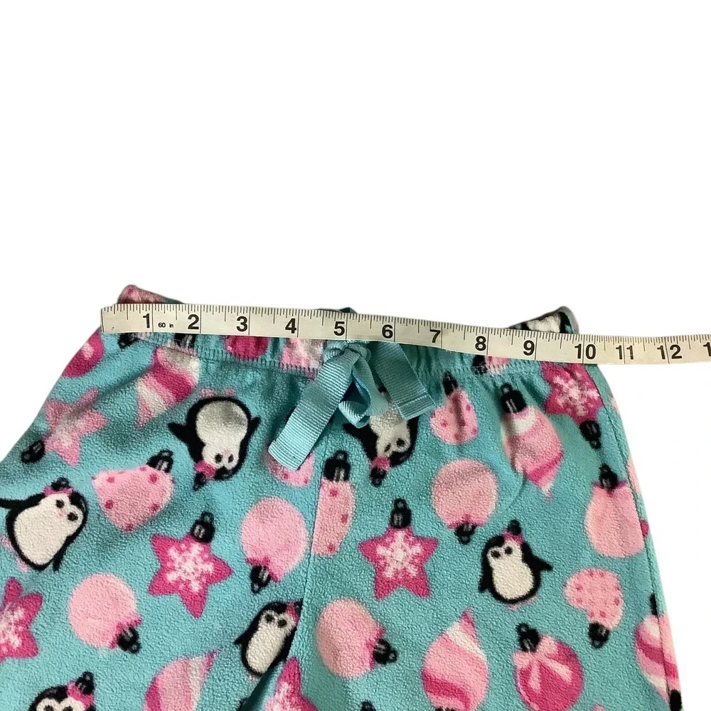 Joe Boxer‎ Pajama Pants Girls Size 7/8 Fleece Teal Penguin Christmas Sleepwear
